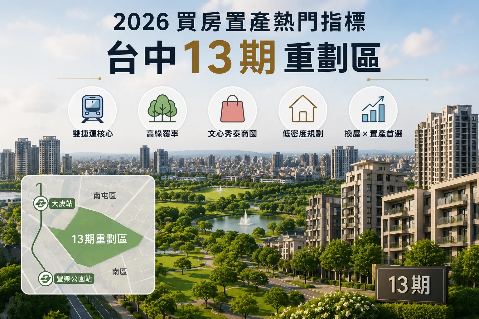 2026年買房置產熱門指標：台中13期重劃區