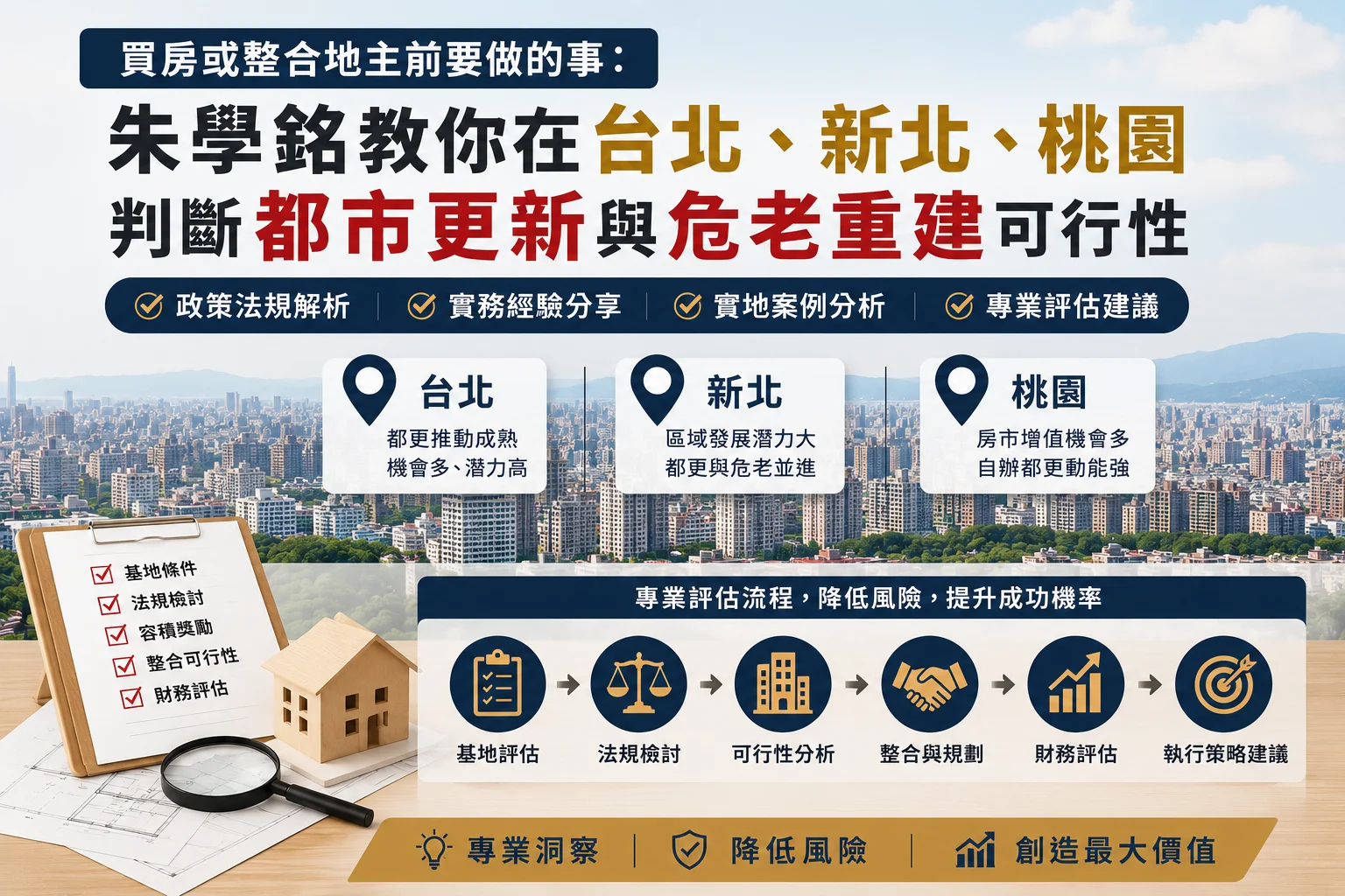買房或整合地主前要做的事：朱學銘教你在台北、新北、桃園判斷都市更新與危老重建可行性