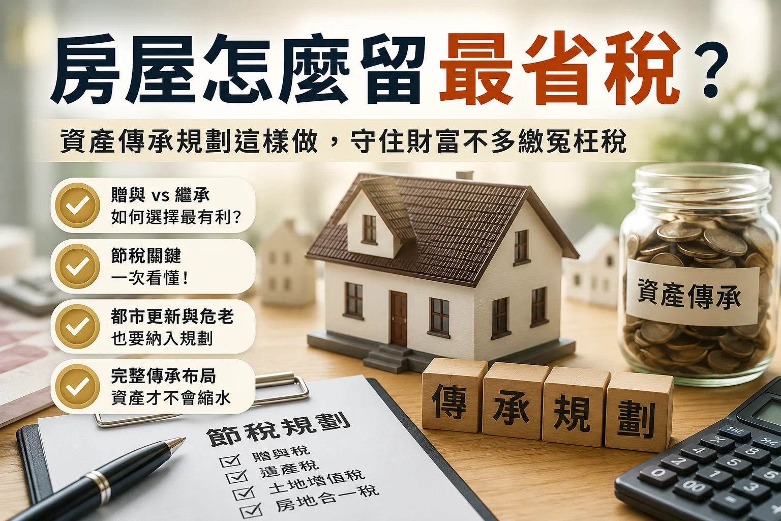 房屋怎麼留最省稅？先別急著贈與，做好資產傳承規劃才是真正省稅